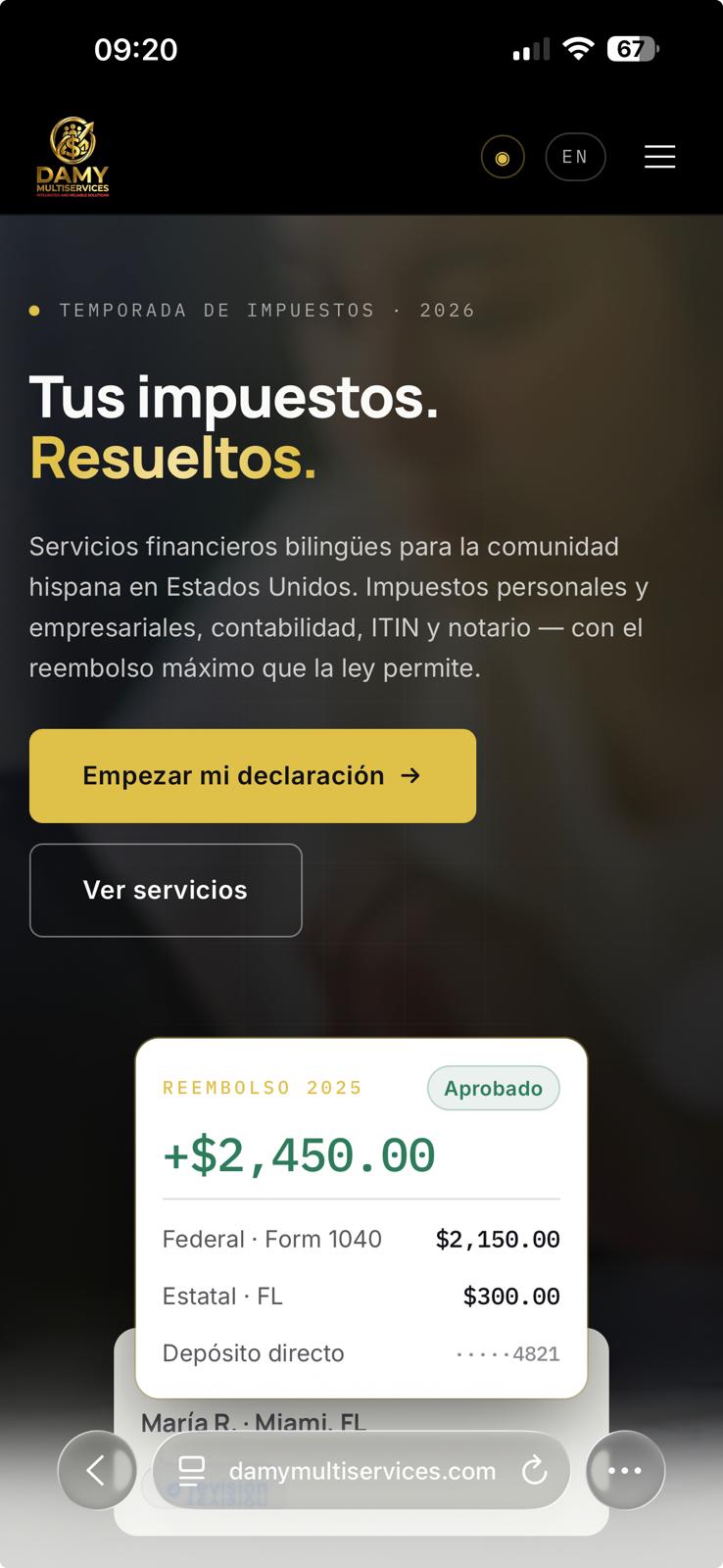 Damy Multiservices mobile experience