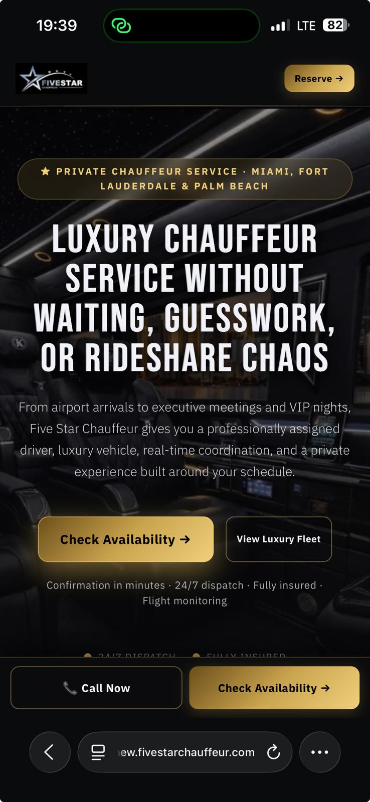 Five Star Chauffeur mobile experience