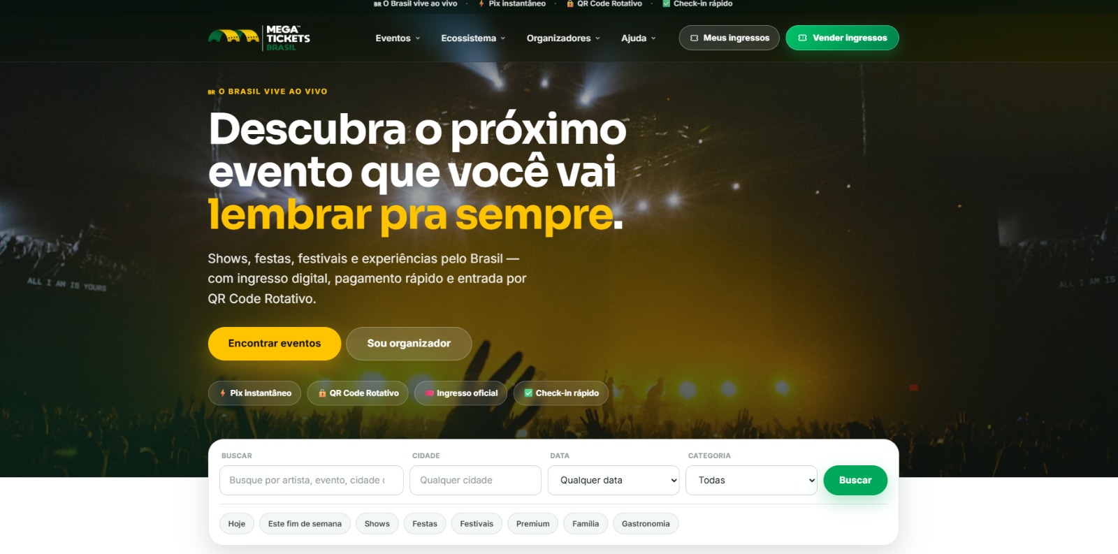 Mega Tickets Brasil website