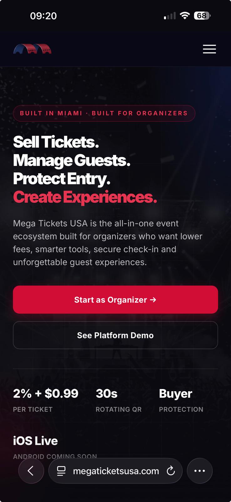 Mega Tickets USA mobile app